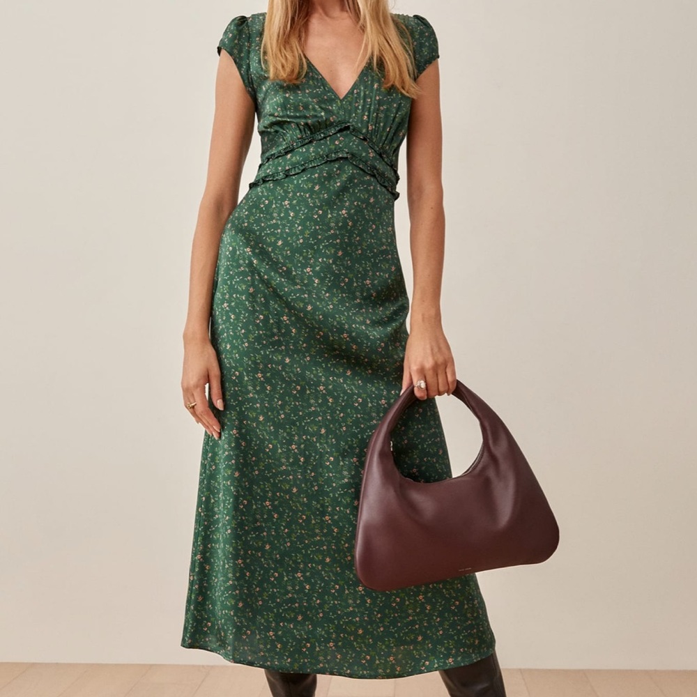 NEW Kaye dress by Reformation in Corriander. Size 0 100% silk